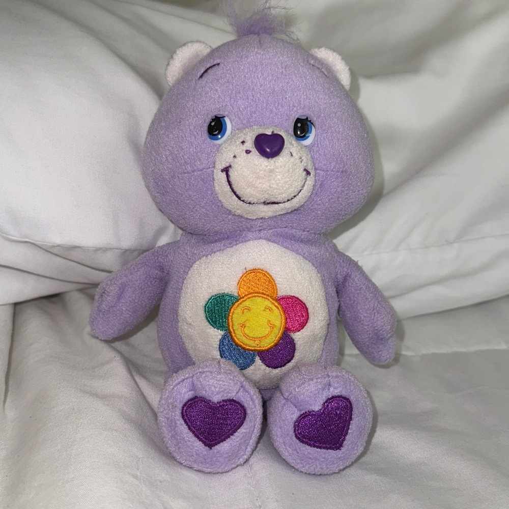 Care Bears Harmony Bear Stuffed Animal Purple Plush Toy Vintage TCFC Inc 8.5 in